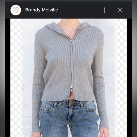 Brandy Melville ARDEN CROP HOODIE in grey - Picture 5 of 9